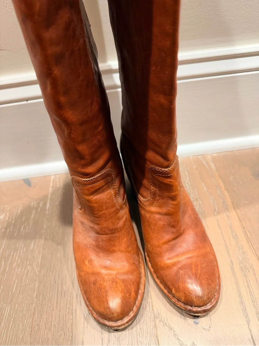 Frye knee high Lucinda slouch in cognac 8m